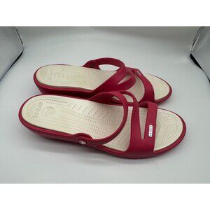 Crocs Patricia wedge sandal WOMENS Size 11 Raspberry / Oyster